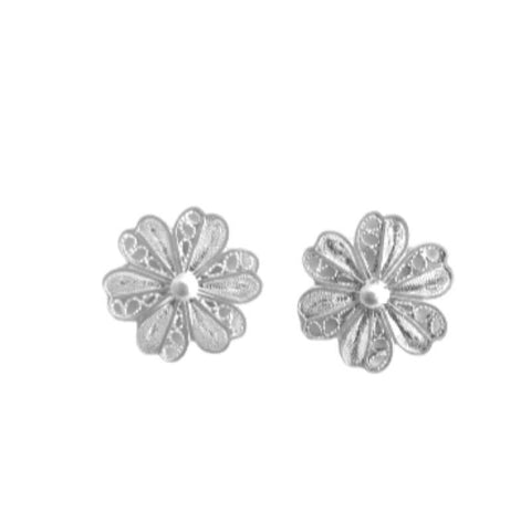 boucles d'oreilles fleur en argent