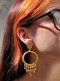 Boucles d'Oreilles Candonga attrape-reves dorées- Inspiration précolombienne.