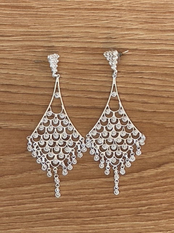 Boucles d'Oreilles Ethniques Losange Argent