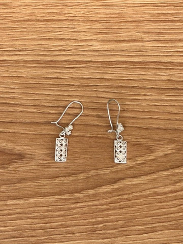 Boucles d'Oreilles Ethniques Rectangulaire Argent