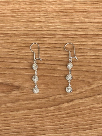 Boucles d'Oreilles Ethniques Boules Pendantes en Argent