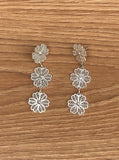 Boucles d'Oreilles Ethniques Forme Fleur (Argent)