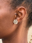 Boucles d'Oreilles Ethniques Fleur Nacre (Argent)