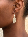 Boucles d'Oreilles Ethnique Feuille en Argent