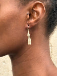 Boucles d'Oreilles Ethniques Rectangulaire Argent