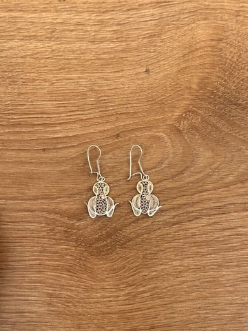 Boucles d'Oreilles Ethniques en Forme de Grenouille (Argent)