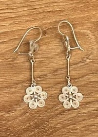 Boucles d'Oreilles Ethniques en Forme de Fleurs (Argent)