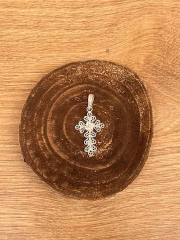 Pendentif Ethnique Croix Argent Femme