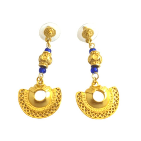 Boucles d'oreilles dorée avec pierres lapis lazuli
