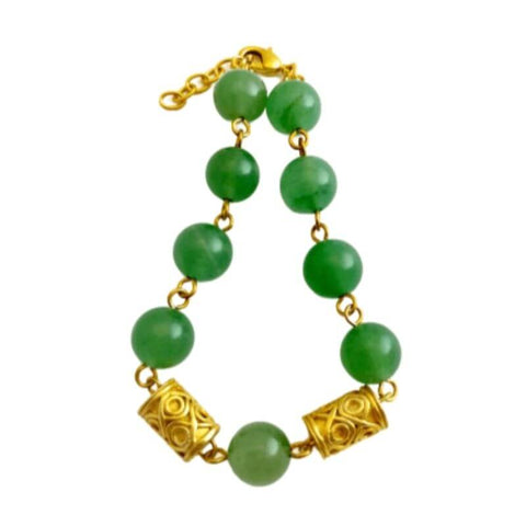 bracelet or et pierre verte