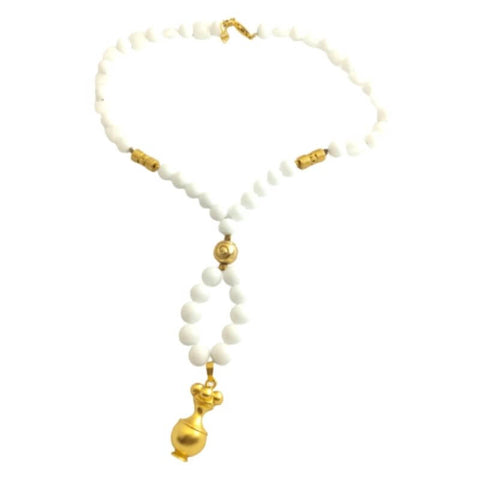 collier or avec perle blanche