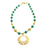 collier or pierre turquoise